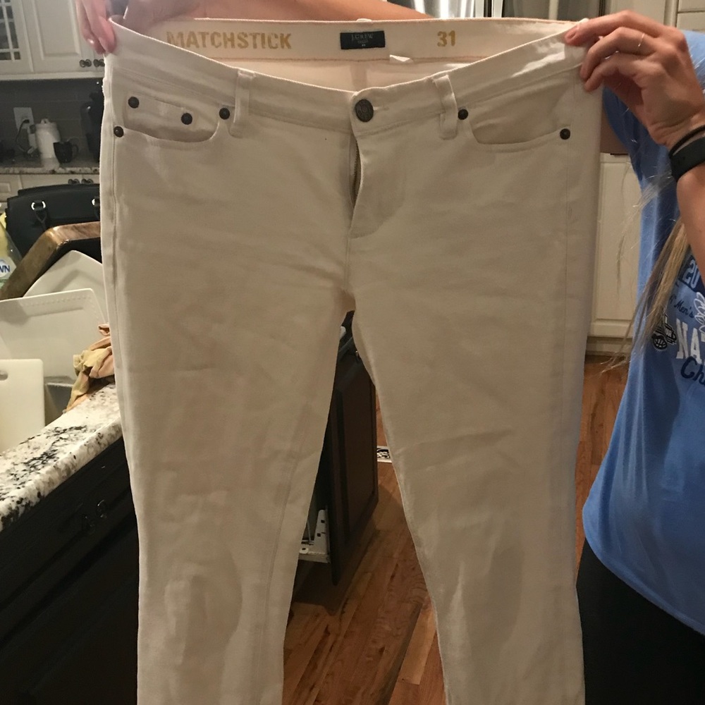 White straight leg jeans. J. Crew.